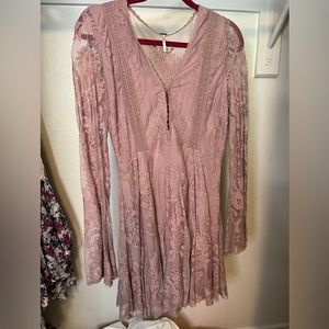 Lilac purple free people long sleeve lace dress 8
